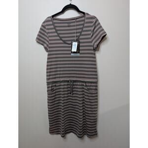 Toad & Co Tica Organic Cotton Striped Drawstring T Shirt Dress S
